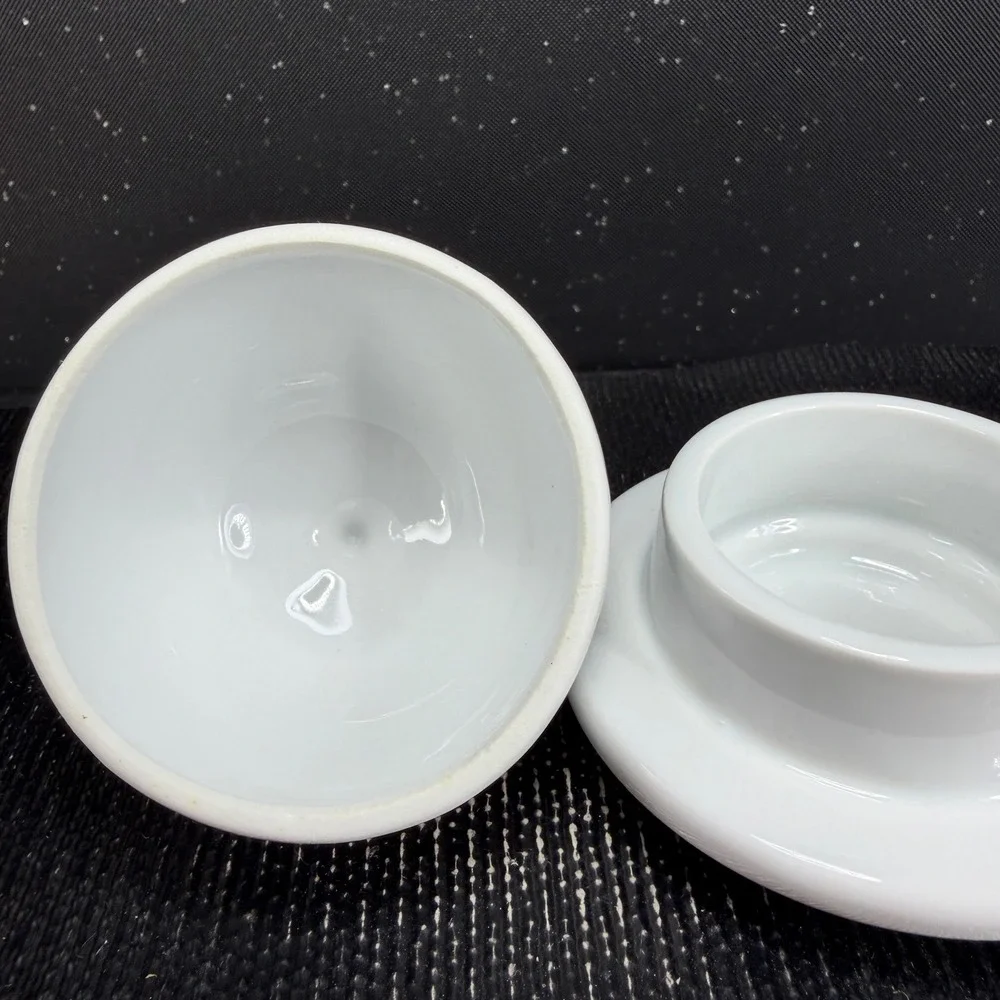 Pier 1 White Ceramic Mini Cloche Caviar Butter Dish Individual Serving Domed Lid